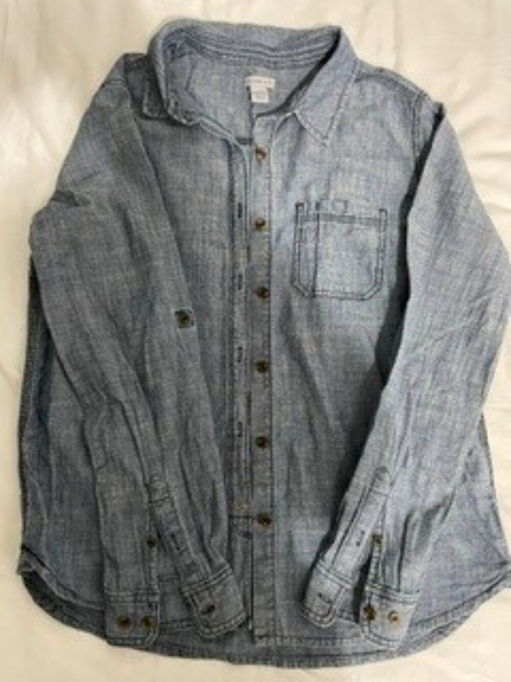 Carhartt Women's Button Up, Long-Sleeve Chambray Shirt Med Blue 100% Cotton